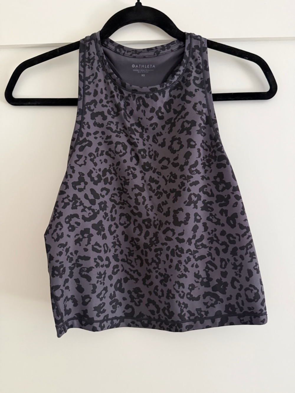 Athleta Gray Leopard-Print High-Neck Cropped Tank